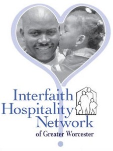 interfaith hospitality network (IHN) logo - shows young girl kissing her father