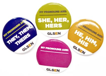 image of 4 buttons with pronouns