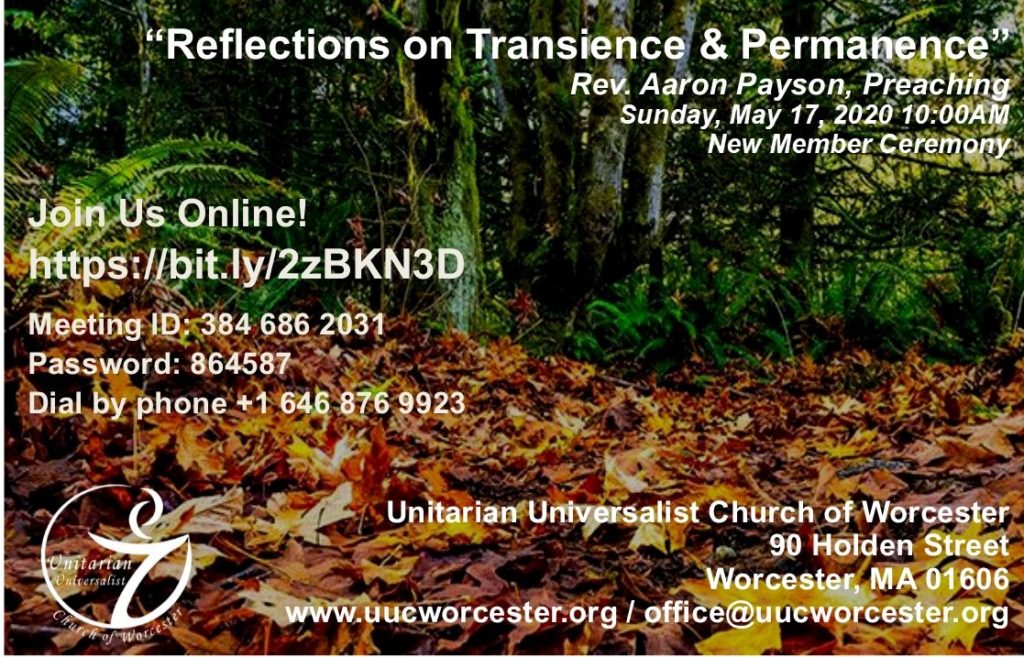 sermon panel for may 17, 2020 service - reflections on transcience and permanance