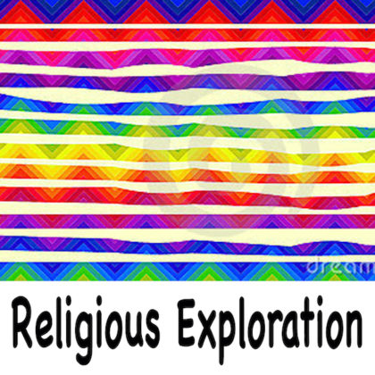 rainbow tapestry flag with Religious Exploration - for RE News