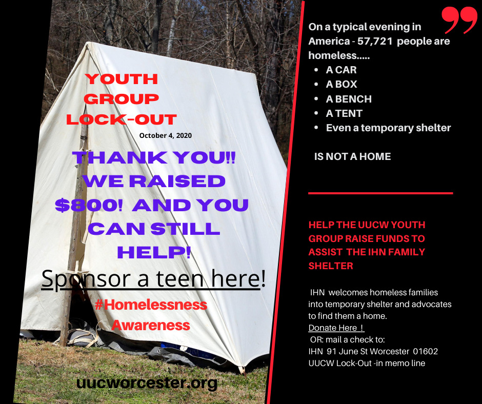 Image with text thanking church for successful youth group lockout event