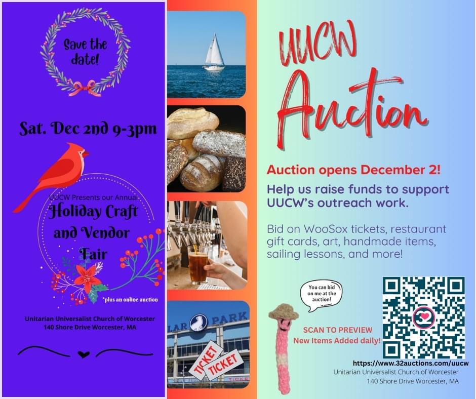 UUCW Craft fair on Dec 2nd 9-3pm - Auction opens on Dec 2nd
