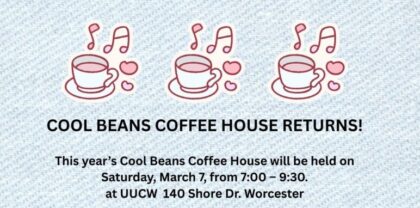Cool Beans coffee house announcement for March 7, 7-9:30pm