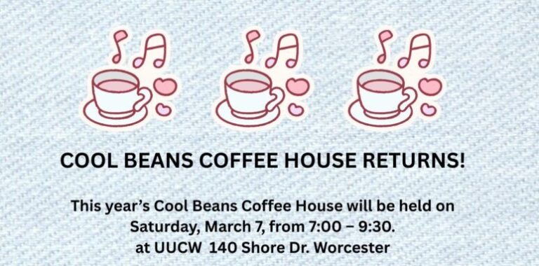 Cool Beans coffee house announcement for March 7, 7-9:30pm