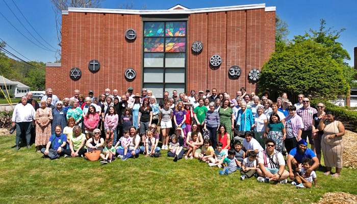 UUCW 2026 All Church photo - shows large group of people in front of UUCW church exterior